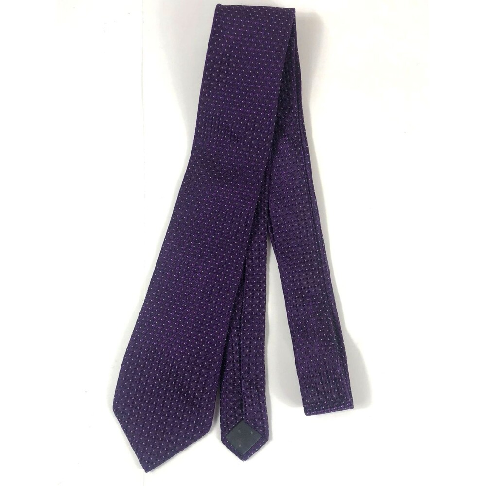 Michael Strahan Collection Purple Woven 100% Silk Tie Polka Dot Pattern Men's - Picture 6 of 6